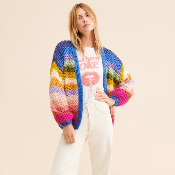 Ciebon Sweaters - Multicolor Chunky Knit Women's Cardigan